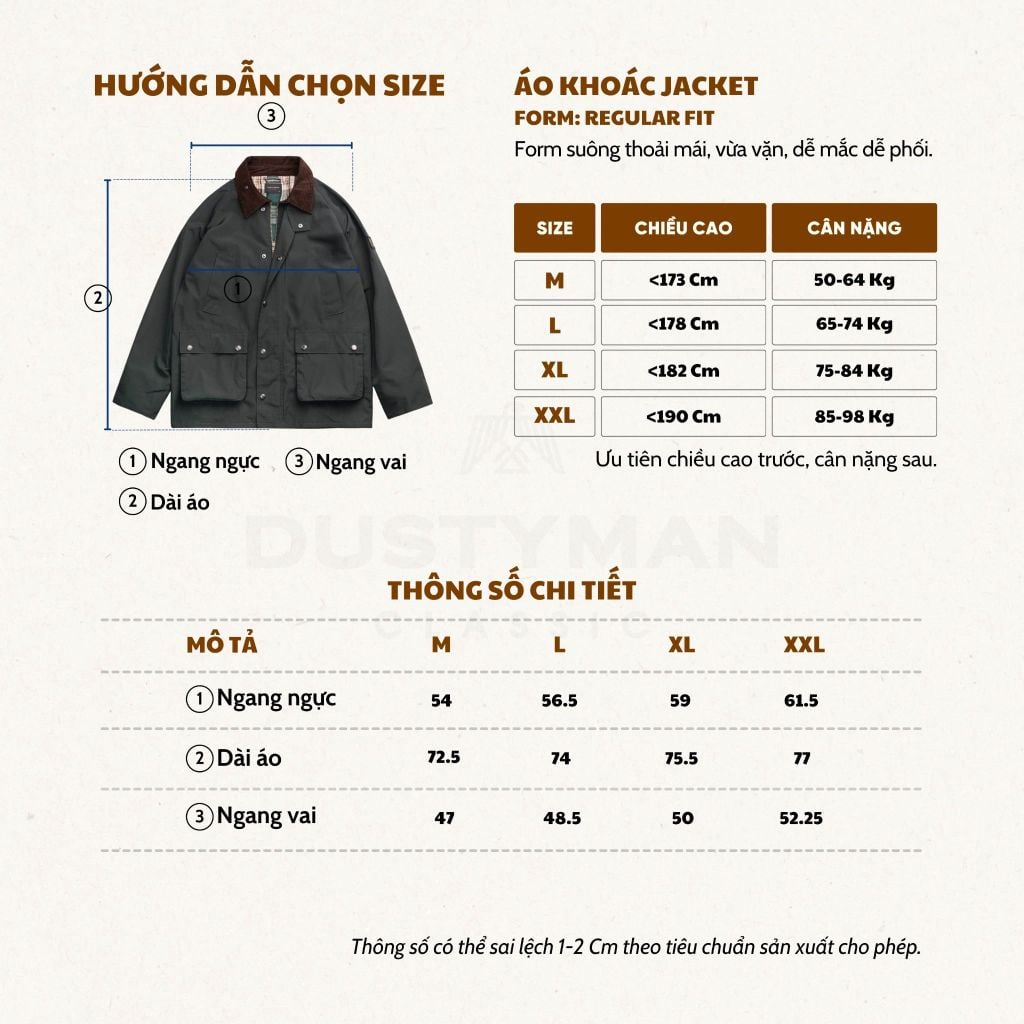 Áo Khoác Nam Dustyman British Regular Fit JK801