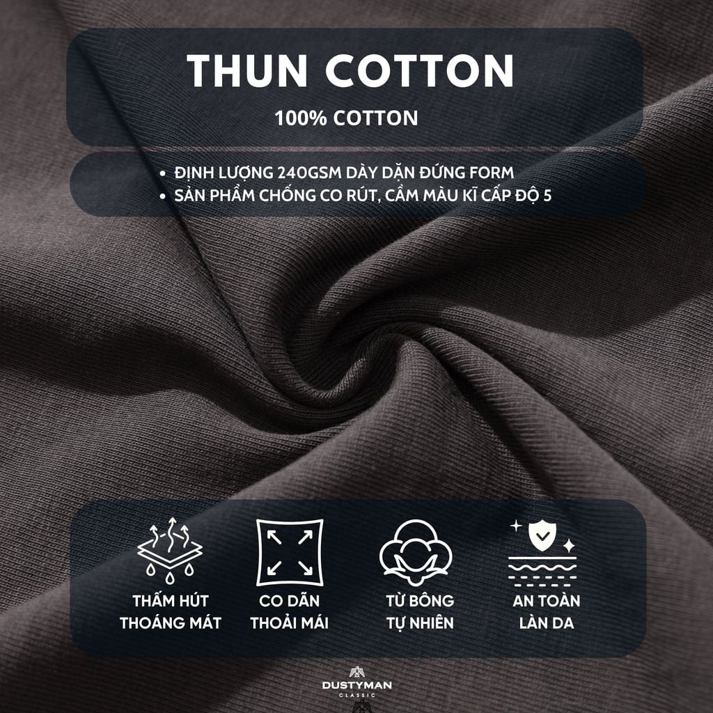Áo Thun Trơn Cotton Nam Dustyman Basic Regular Fit T99