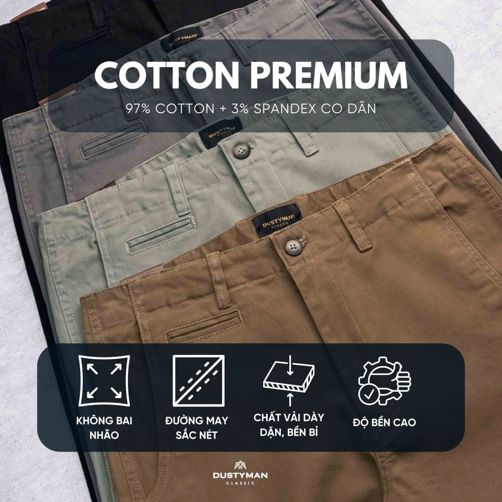 Quần Kaki Ôm Nhẹ Nam Dustyman Nova Slim Fit K685