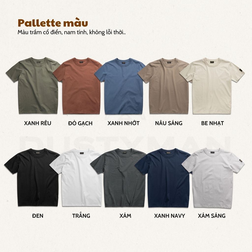 Áo Thun Trơn Cotton Nam Dustyman Basic Regular Fit T99