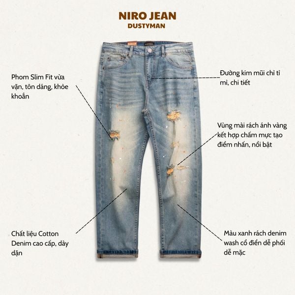  QUẦN JEAN ÔM NHẸ NIRO | 611-14 SLIM FIT | BLUE 