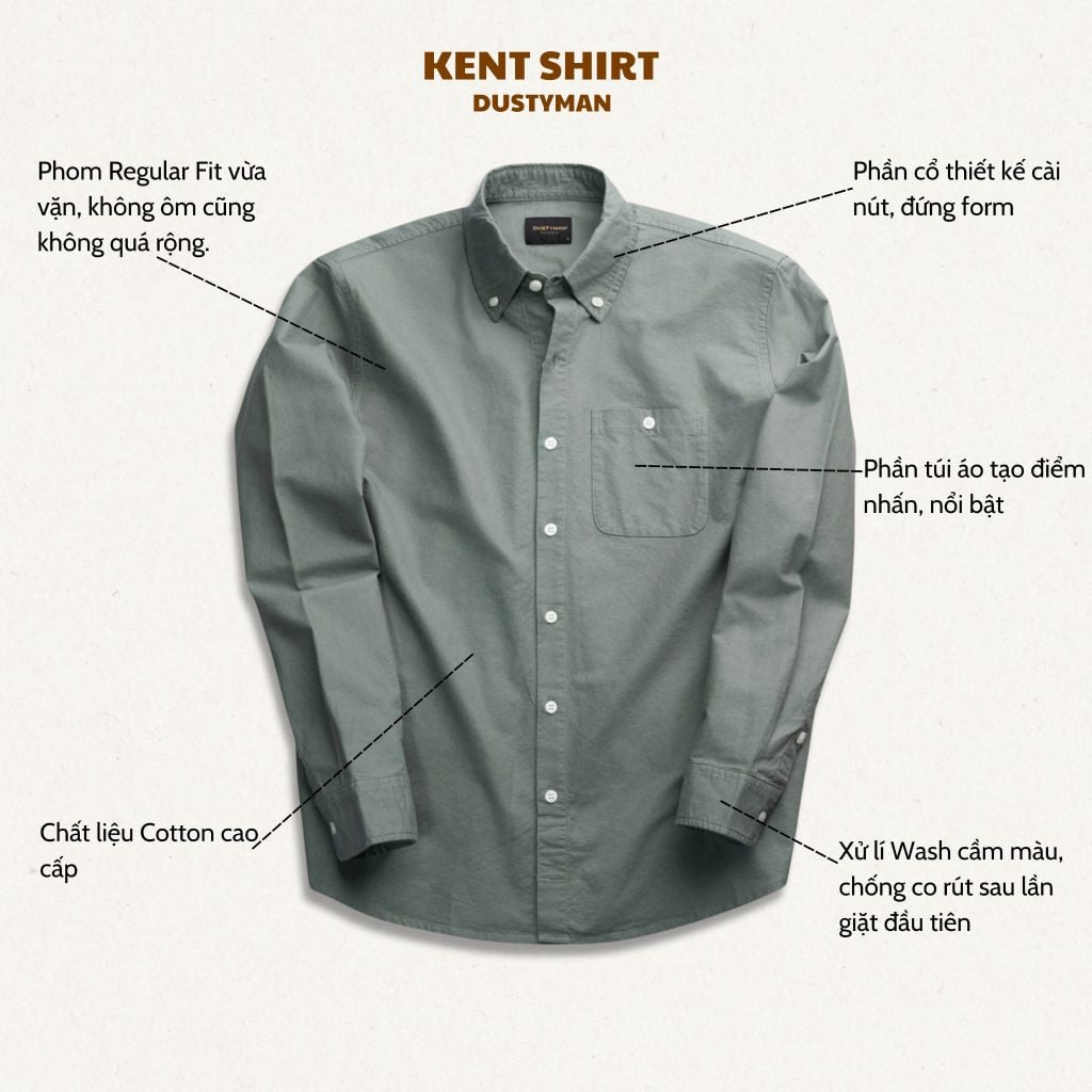 Sơ Mi Nam Kent Dustyman Regular Fit S800