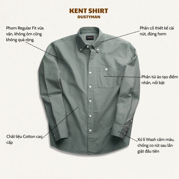  Sơ Mi Nam Kent Dustyman Regular Fit S800 