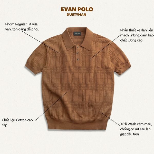  Áo Polo Sợi Dệt Kim Nhãn Dustyman Evan Regular Fit DK822 