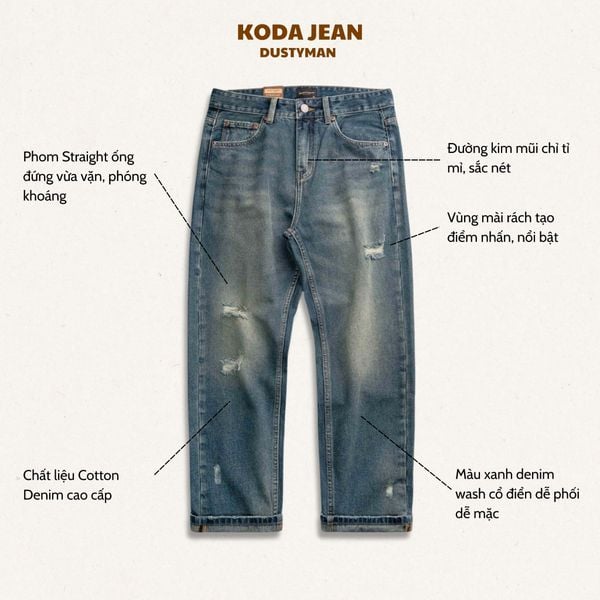  QUẦN JEAN ỐNG ĐỨNG KODA | 602-09 STRAIGHT | XANH RÁCH 