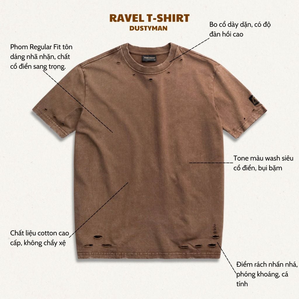 Áo Thun Wash Nam Dustyman Ravel Regular Fit T861