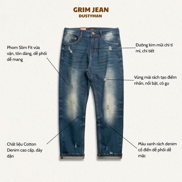  QUẦN JEAN ÔM NHẸ GRIM | 611-16 SLIM FIT | BLUE 