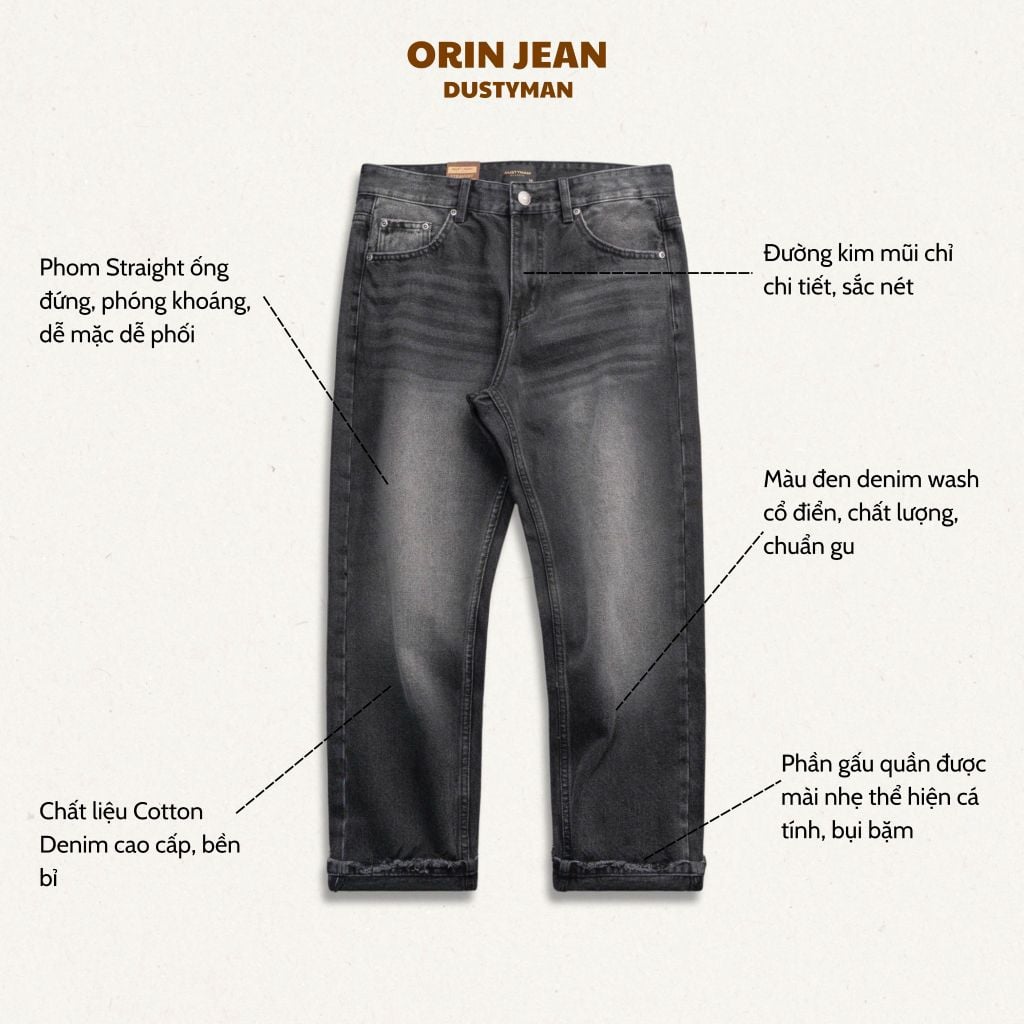 Quần Jean Ống Đứng Nam Dustyman Orin Straight J602-01