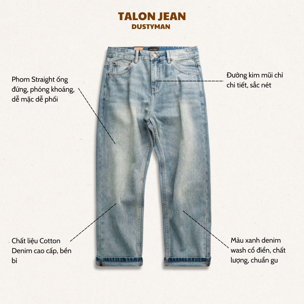 QUẦN JEAN ỐNG ĐỨNG TALON | 602-07 STRAIGHT | XANH BỤI