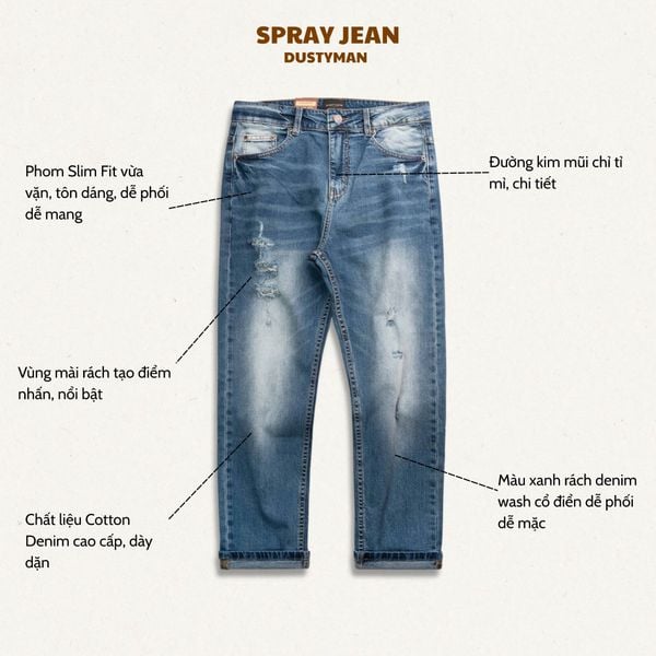  QUẦN JEAN ÔM NHẸ SPRAY | 611-12 SLIM FIT | BLUE 