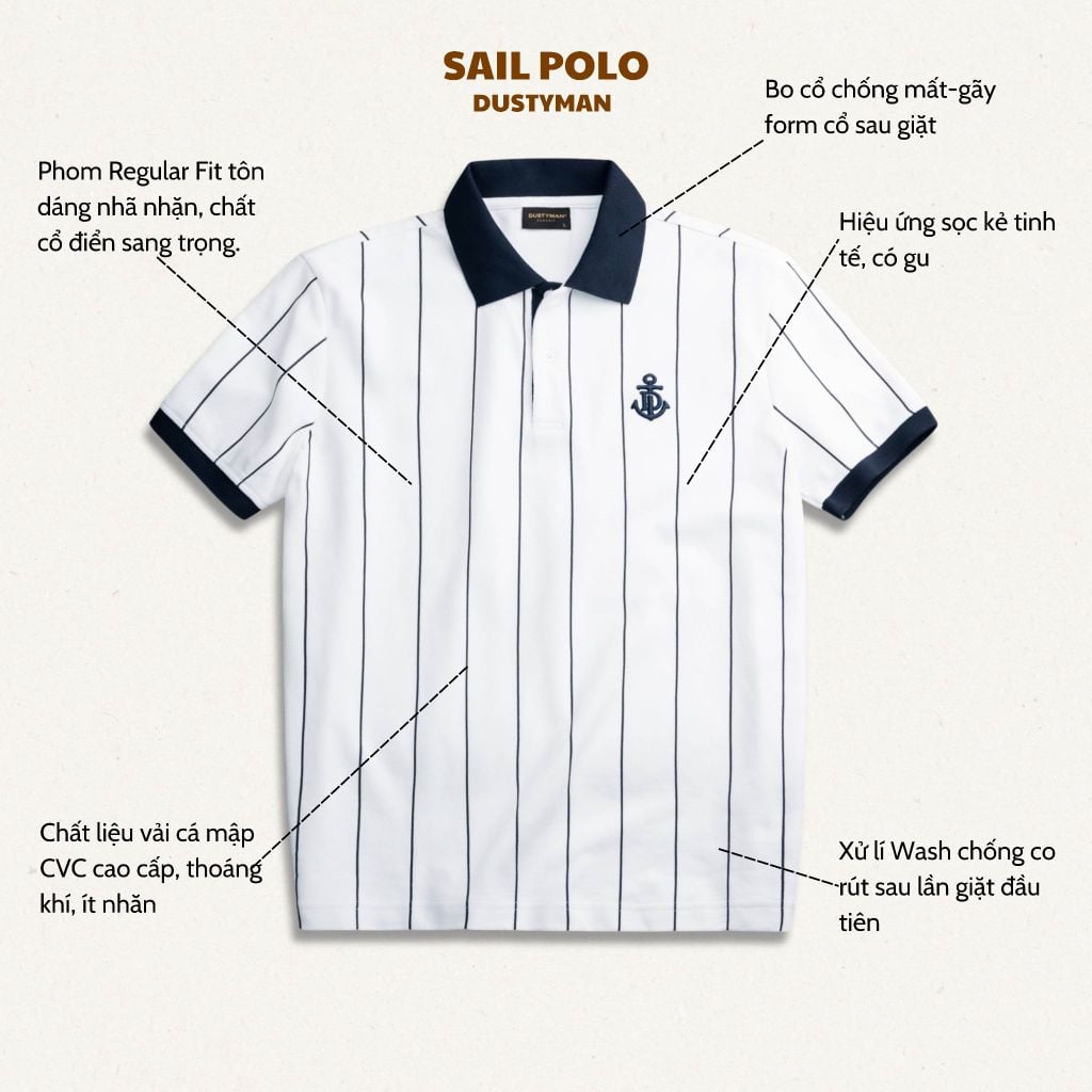 Áo Polo Sọc Nam Sail Dustyman Regular Fit PL101