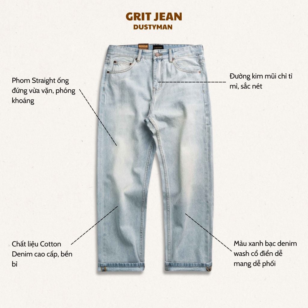 QUẦN JEAN ỐNG ĐỨNG GRIT | 602-05 STRAIGHT | XANH BẠC