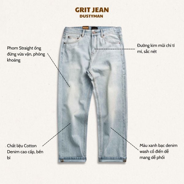  QUẦN JEAN ỐNG ĐỨNG GRIT | 602-05 STRAIGHT | XANH BẠC 