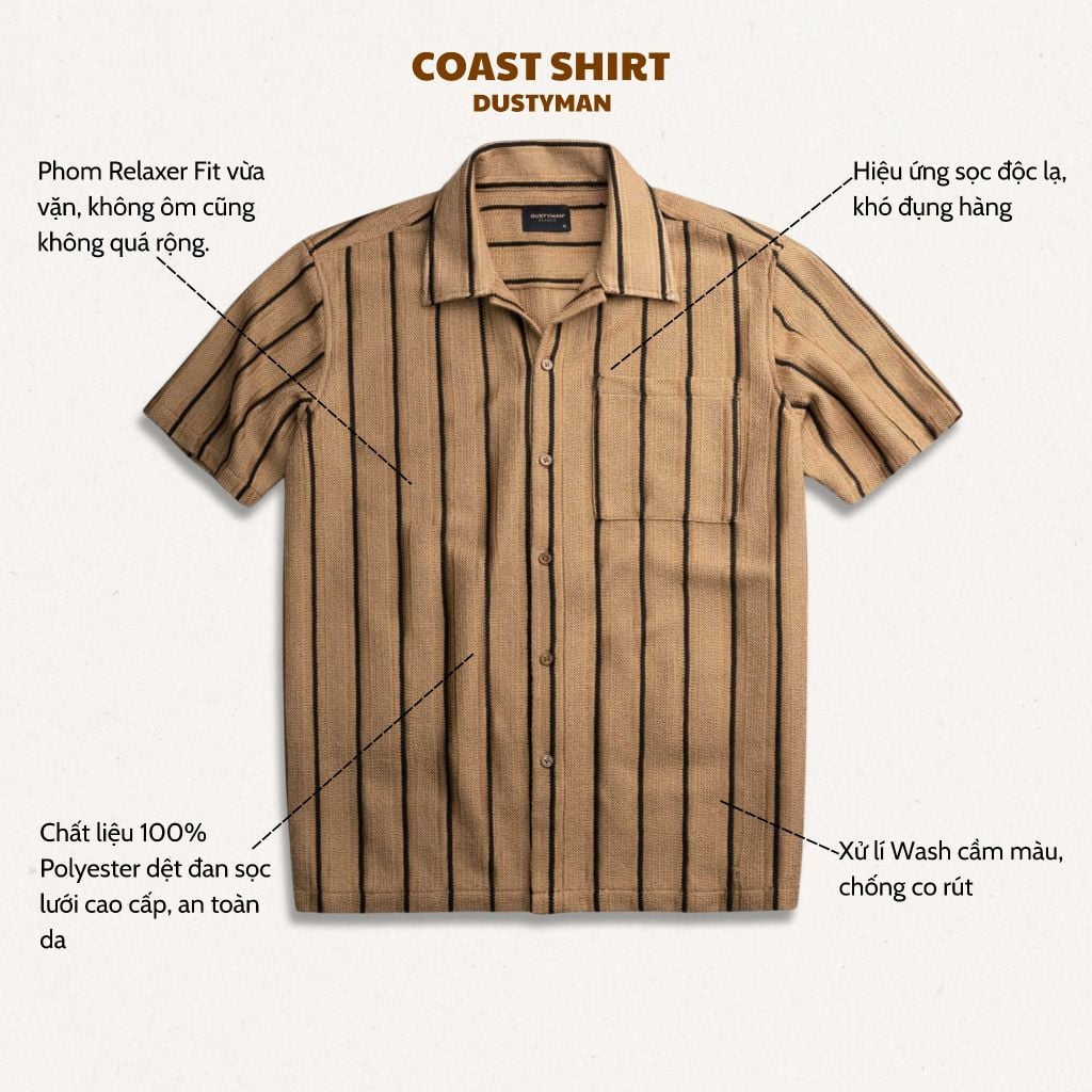 Sơ Mi Cuban Tay Ngắn Coast Relaxed Fit S100