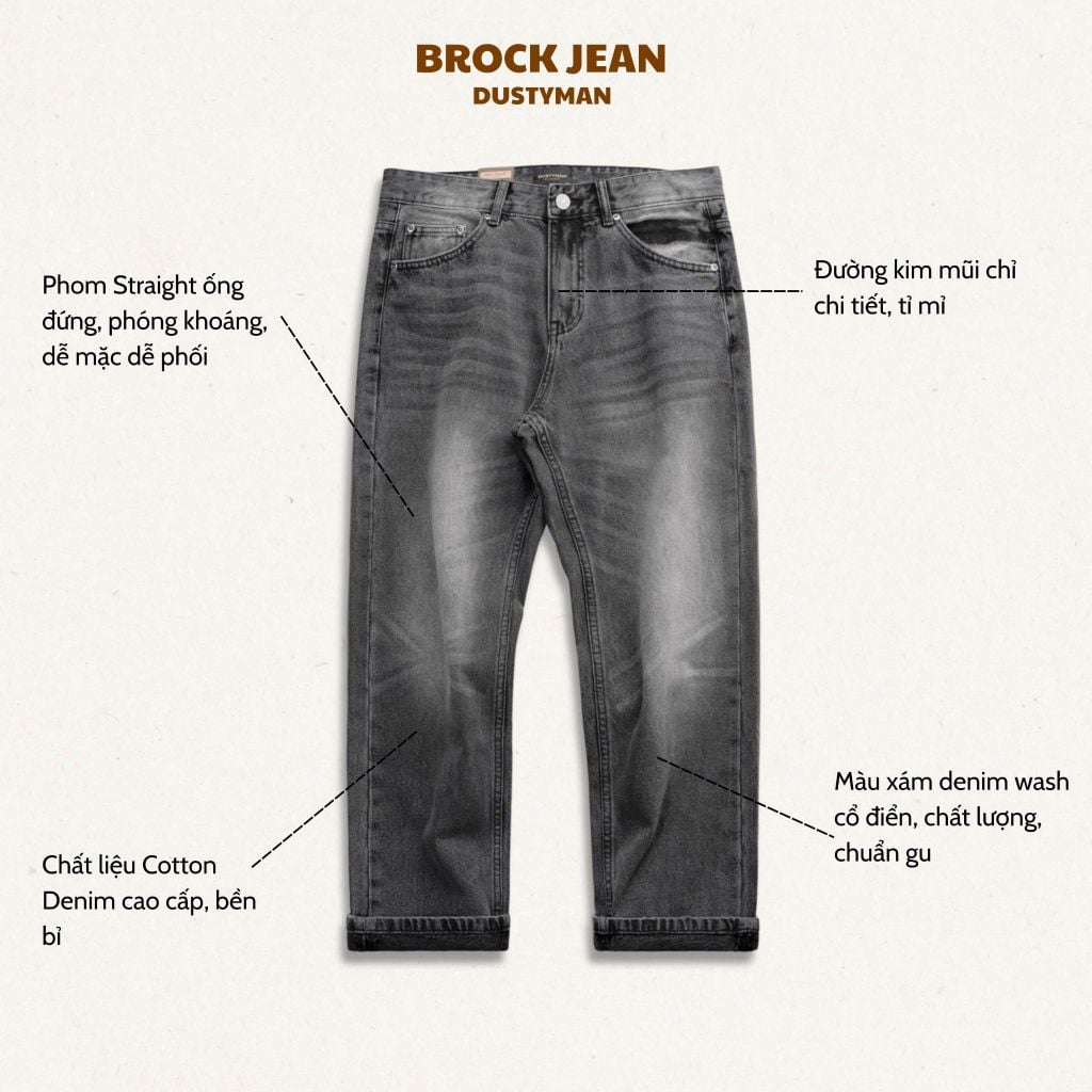 Quần Jean Ống Đứng Nam Dustyman Brock Straight J602-01