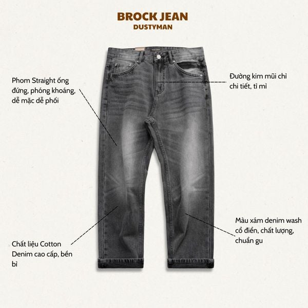  QUẦN JEAN ỐNG ĐỨNG BROCK | 602-04 STRAIGHT | XÁM WASH 