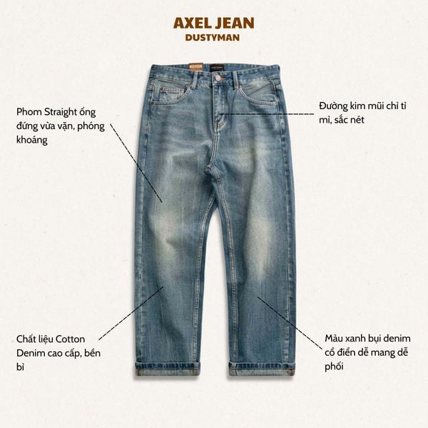  QUẦN JEAN ỐNG ĐỨNG AXEL | 602-08 STRAIGHT | XANH BỤI 