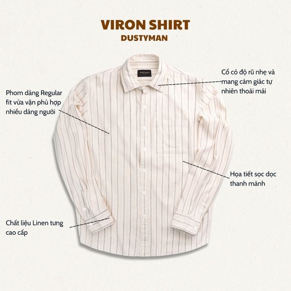  ÁO SƠ MI SỌC LINEN TƯNG DÀI TAY VIRON | REGULAR FIT 