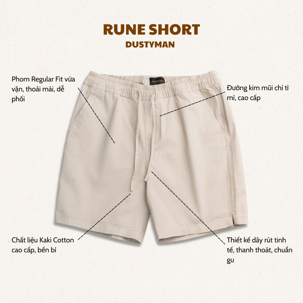 RUNE SHORT | KAKI COTTON | RELAXED FIT | SH386