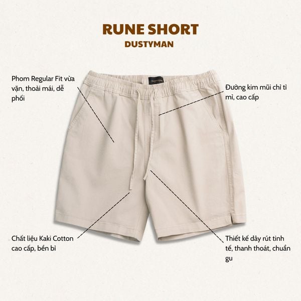  RUNE SHORT | KAKI COTTON | RELAXED FIT | SH386 