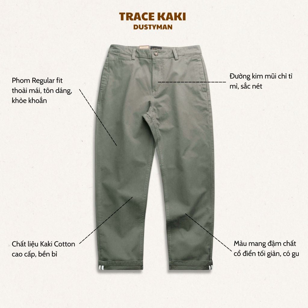 Quần Kaki Ống Đứng Nam Dustyman Trace Regular Fit K342