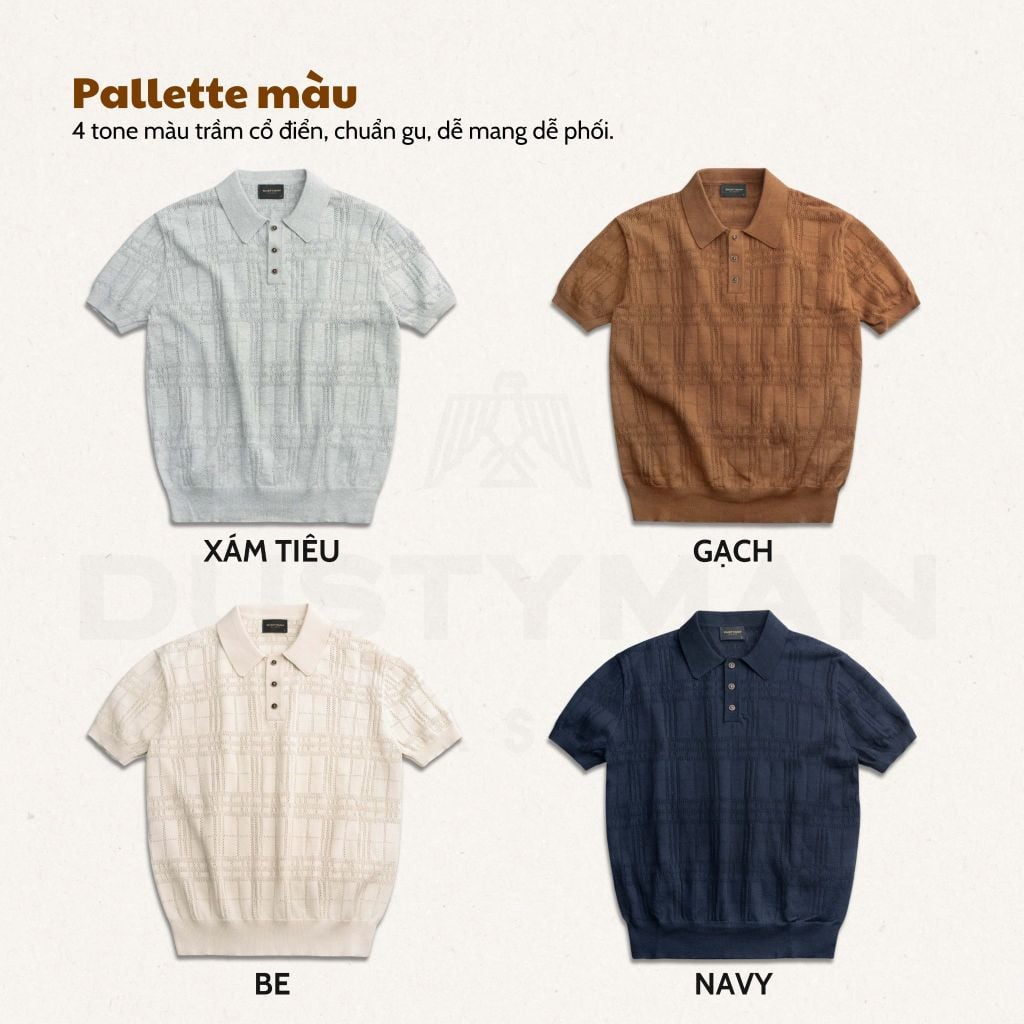 Áo Polo Sợi Dệt Kim Nhãn Dustyman Evan Regular Fit DK822