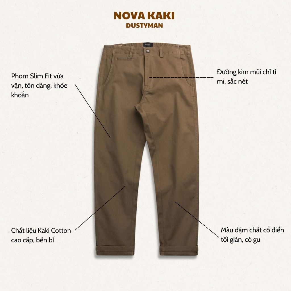 Quần Kaki Ôm Nhẹ Nam Dustyman Nova Slim Fit K685
