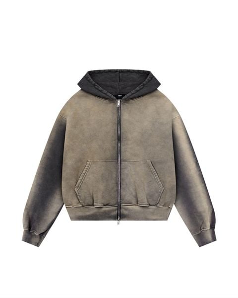  HD8 - 'INTROVERSE' DOUBLE ZIP HOODIE - SAND WASH 