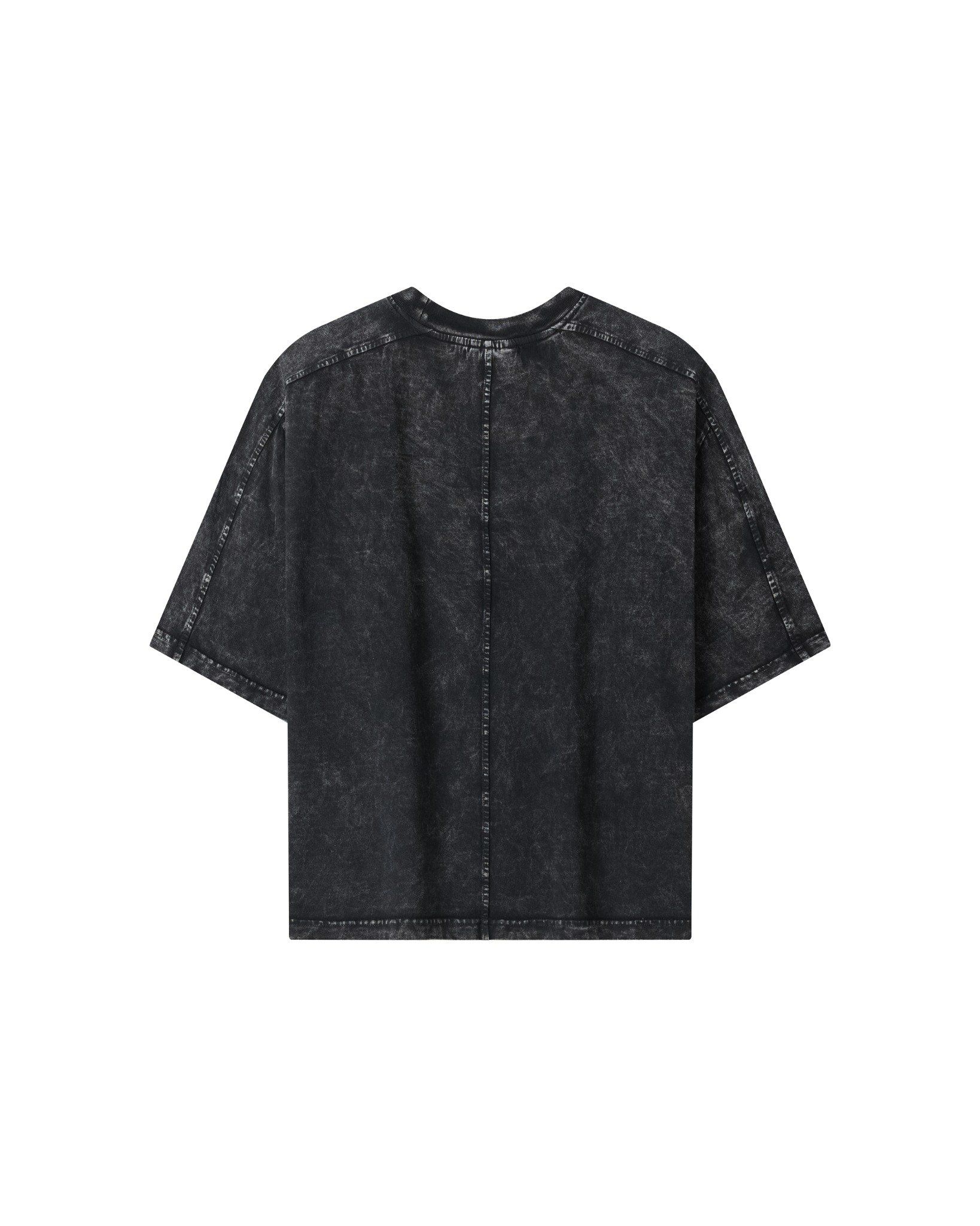  TWG36 - WASHED BOXY TEE WITH PRINTS AND PATTERNS - BLACK 