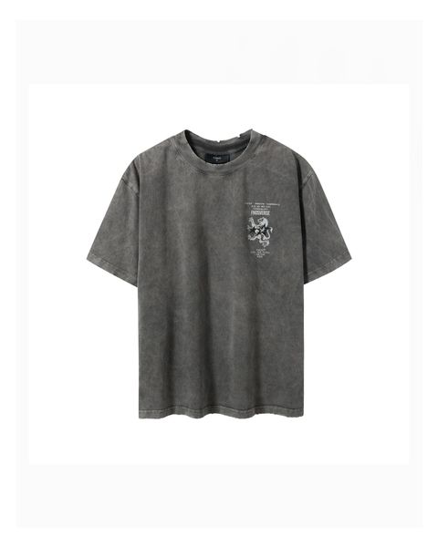 TWG33 - WASHED T-SHIRT WITH HORIZONTAL FLAG - DARK GRAY 