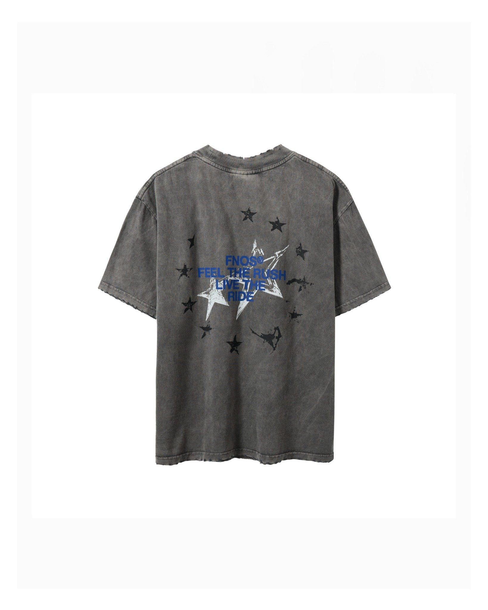  TWG34 - WASHED T-SHIRT WITH VERTICAL FLAG - DARK GREY 