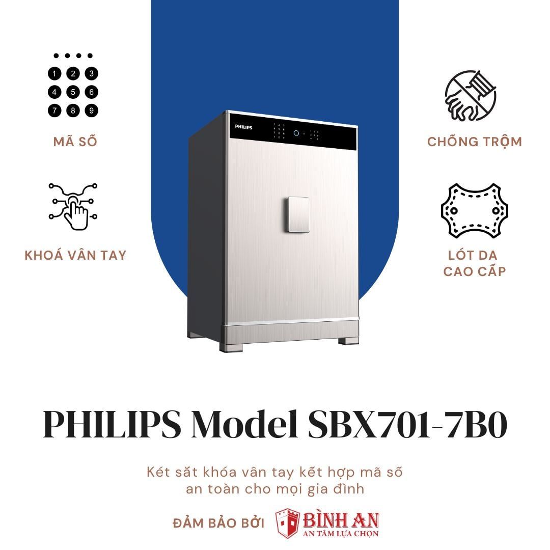  Két sắt PHILIPS SBX701-7B0 (131kg) Cao Cấp Thông Minh Hiện Đại 