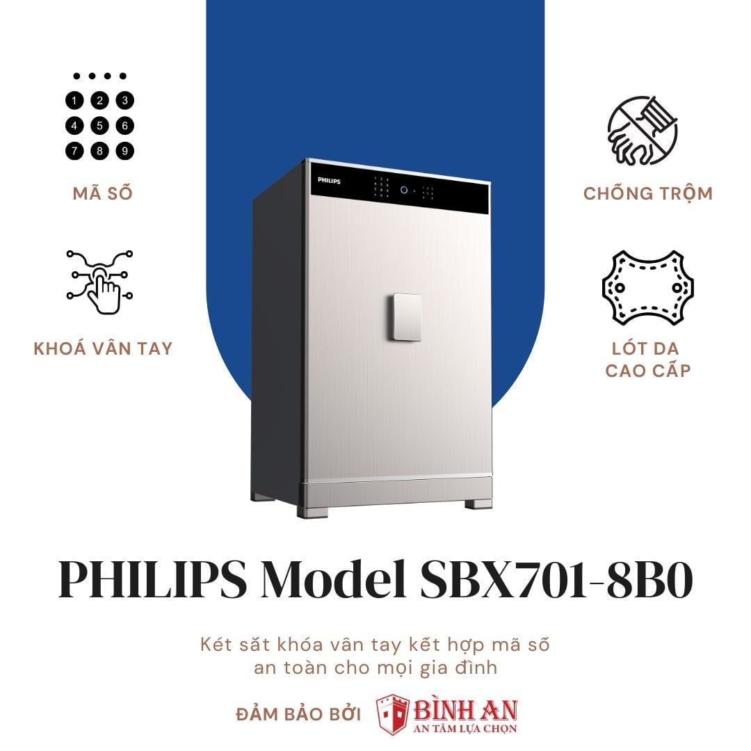  Két sắt PHILIPS SBX701-8B0 (150kg) Sang Trọng Và Đẳng Cấp 