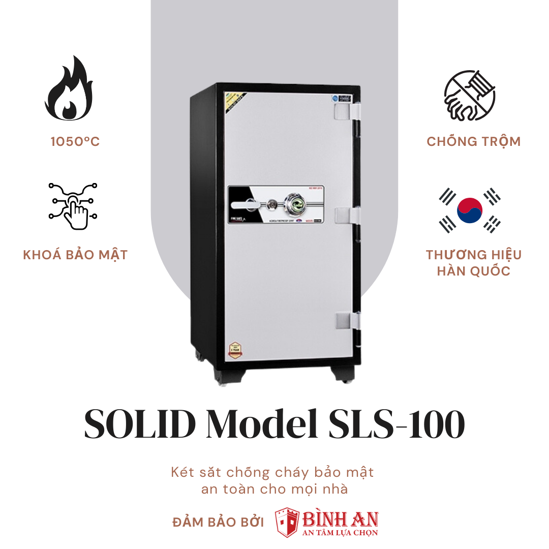  Két Sắt Solid SLS-100 (210kg) Hàn Quốc Gia Đình 