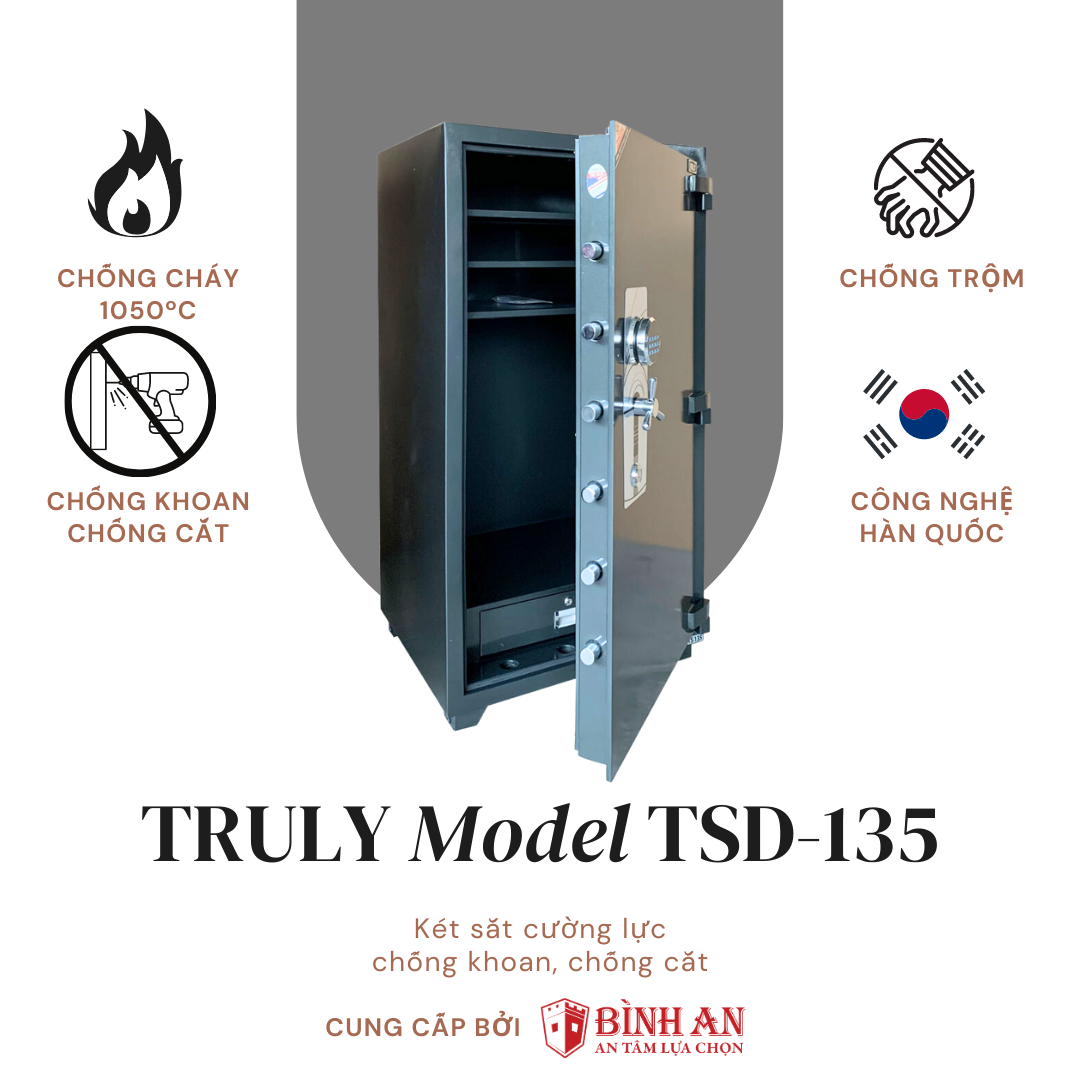  Két sắt Truly TSD-135 (495KG) Thép 12mm Chống Cạy 