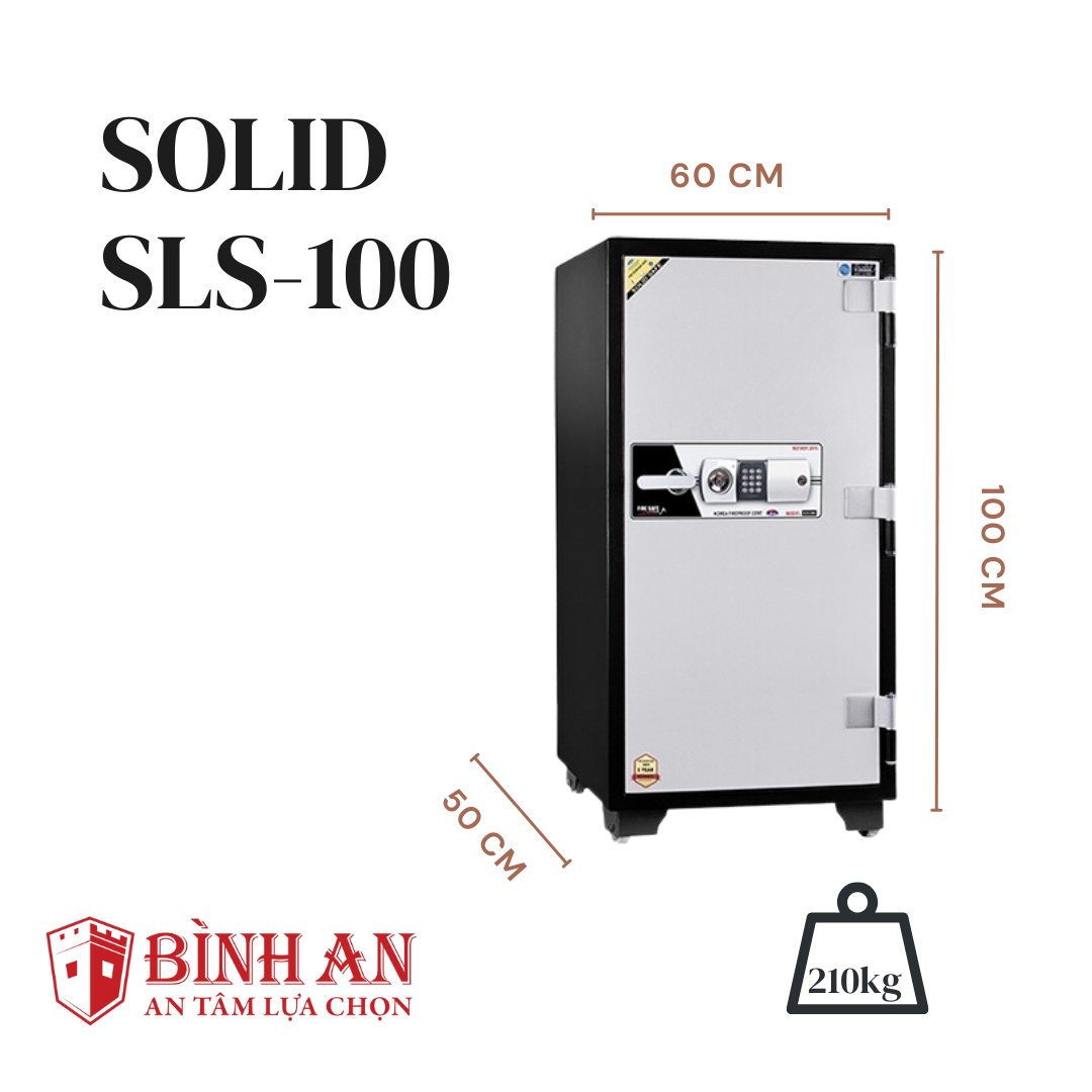  Két Sắt Solid SLS-100 (210kg) Hàn Quốc Gia Đình 