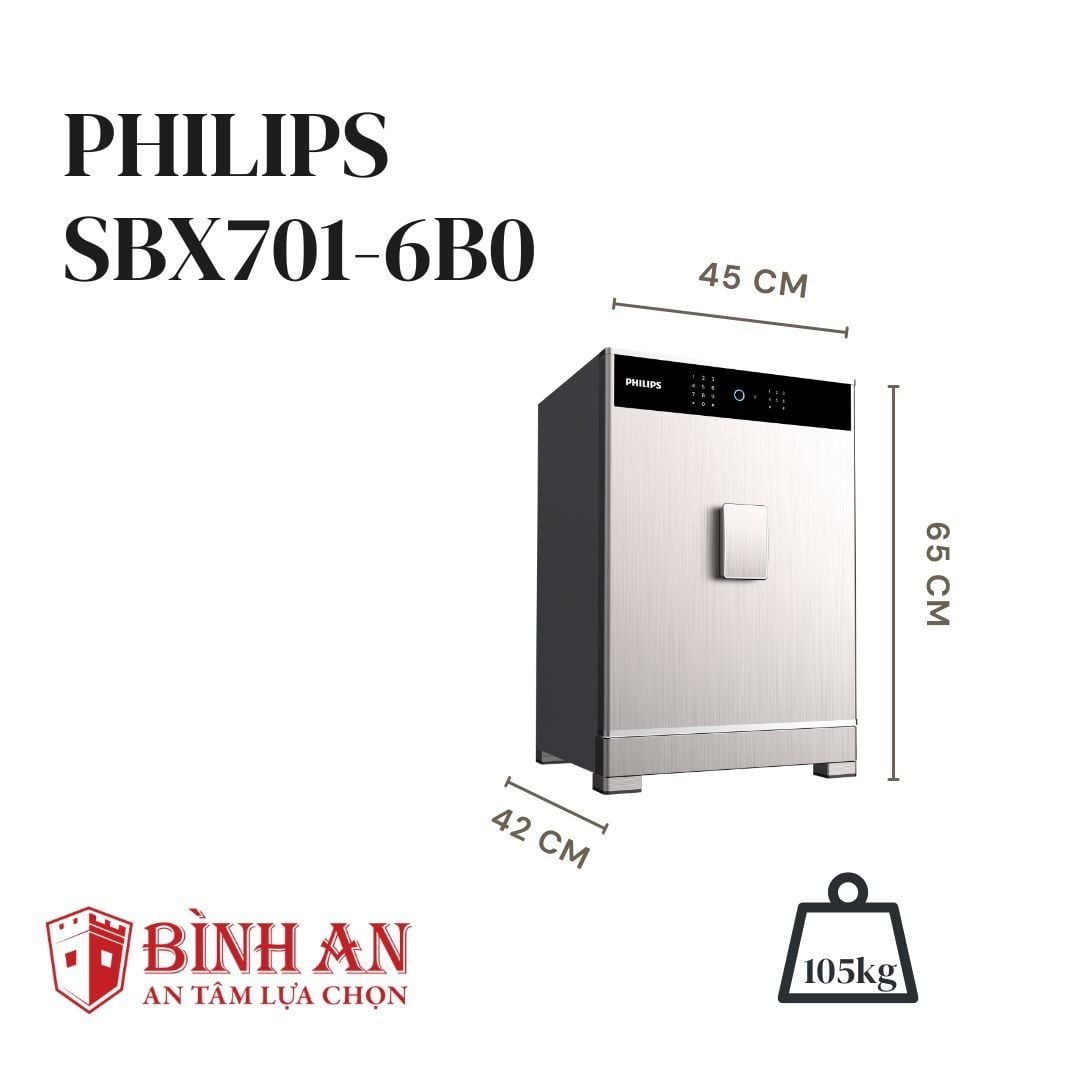  Két sắt PHILIPS SBX701-6B0 Với Thiết Kế Lót Da Cao Cấp 