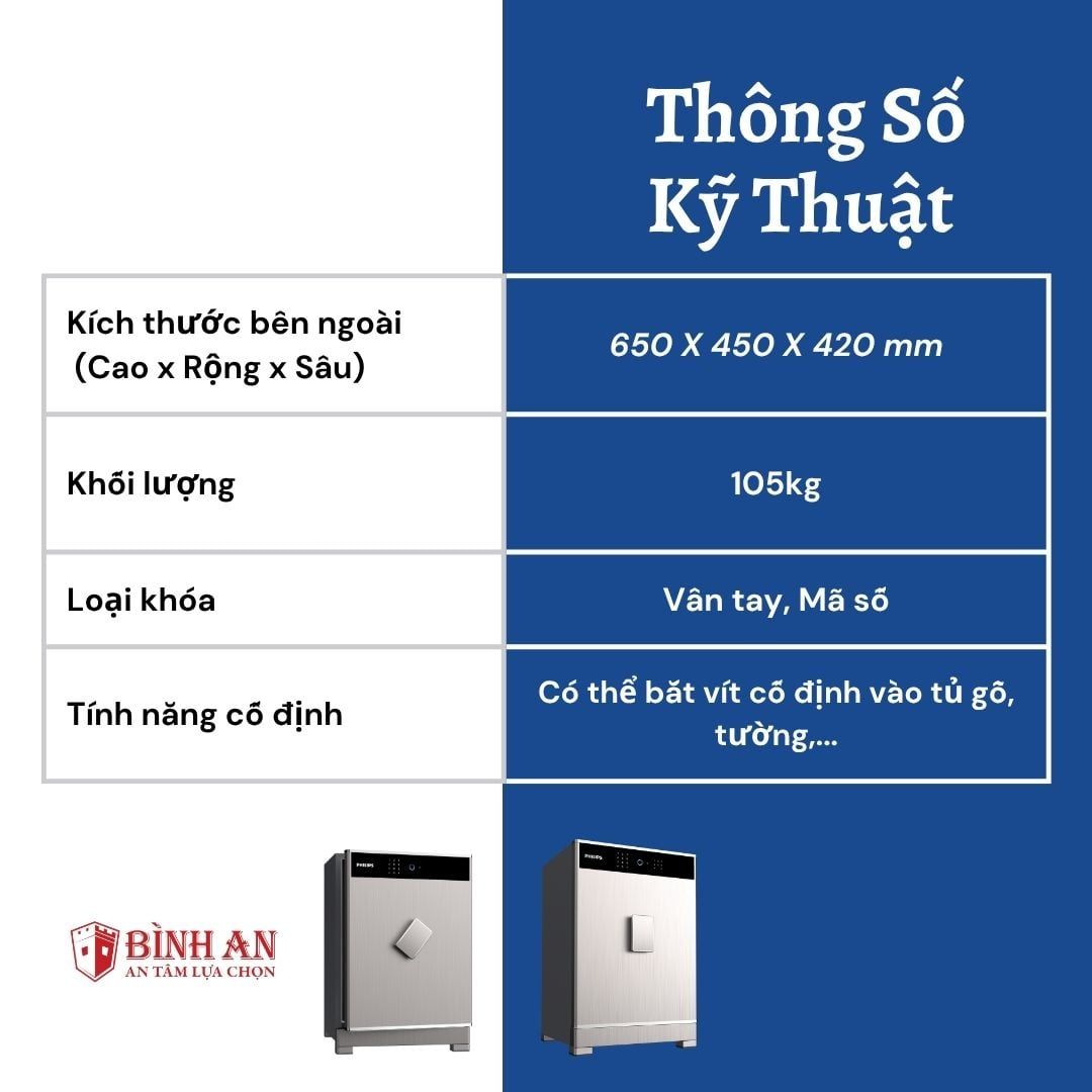  Két sắt PHILIPS SBX701-6B0 Với Thiết Kế Lót Da Cao Cấp 