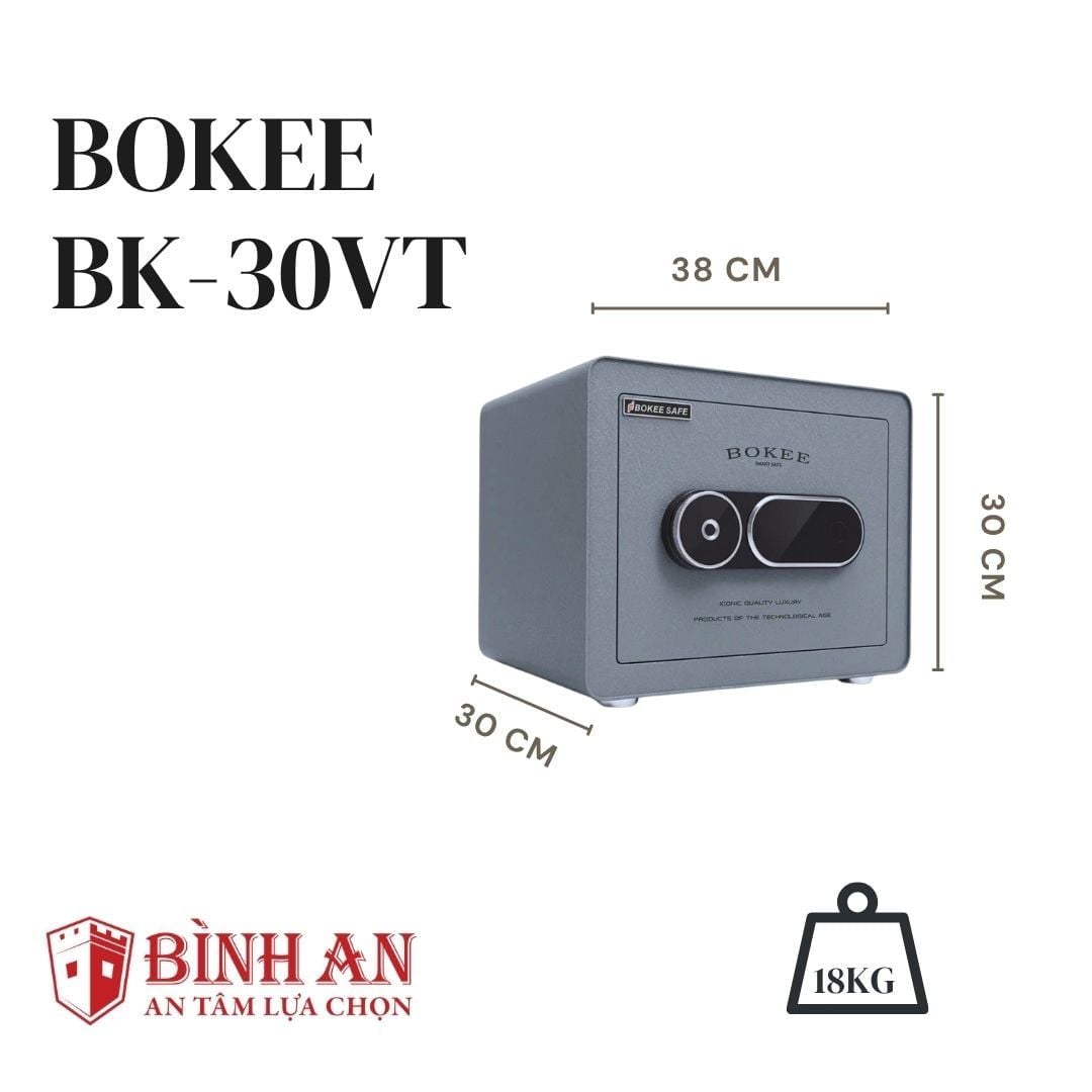  Két sắt BOKEE BK-30VT (18kg) Khóa Vân Tay Kết Nối App Điện Thoại 