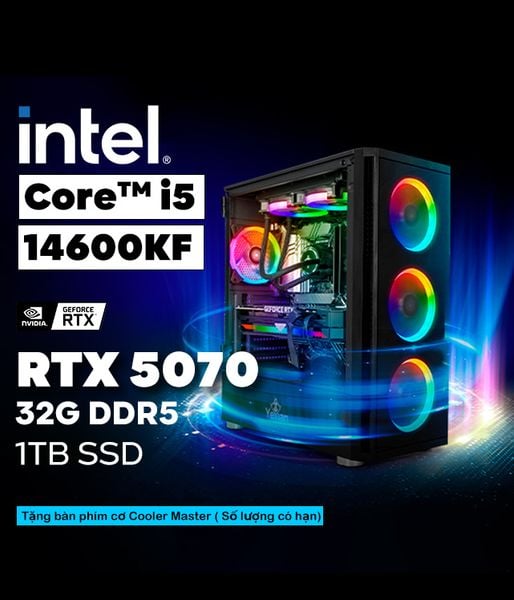  Bộ máy PCX Gaming Intel i5-14600KF - 32GB - 1TB -  RTX 5070 - Gaming Performance King 2025 