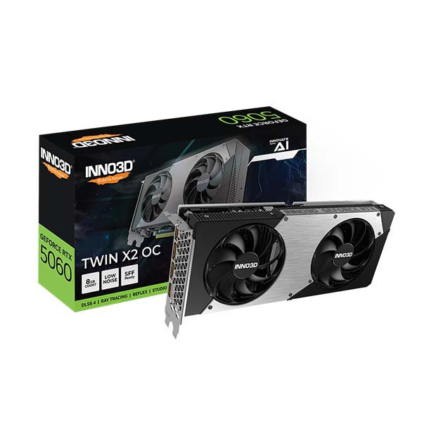 Card Màn Hình Inno3D GeForce RTX 5060 Twin X2 OC 8GB (N50602-08D7X-195070N)
