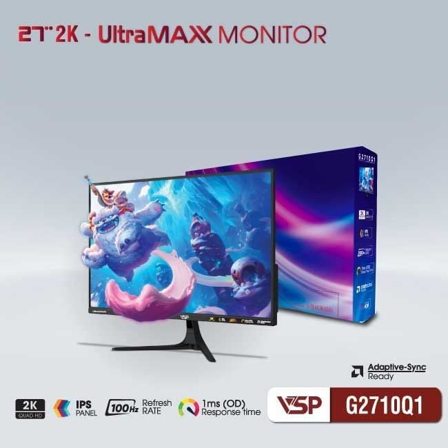 Màn Hình Văn Phòng VSP G2710Q1 | 27 inch, 2K, IPS, 100Hz, 1ms, Đen