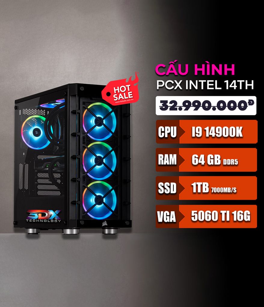 PCX i9-14900K | 64GB DDR5 | 1TB SSD | RTX 5060 Ti 16GB | Z790 White | AIO 360mm