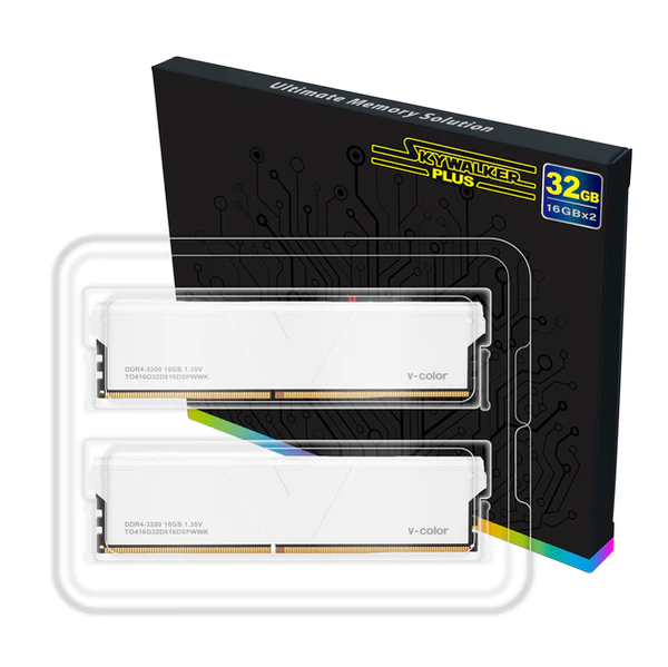  Ram Desktop V-Color  Skywalker Plus RGB DDR4 32GB(2x16GB) 3200 OC 