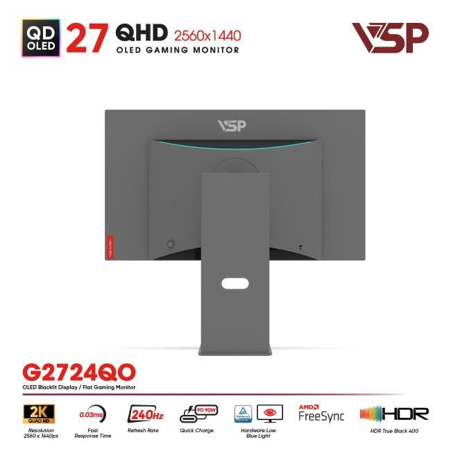 Màn hình QD-OLED 2k Ai gaming Vision Pro G2724QO | 27 inch, QHD, 10bit, 240Hz, 0.03ms, G-Sync