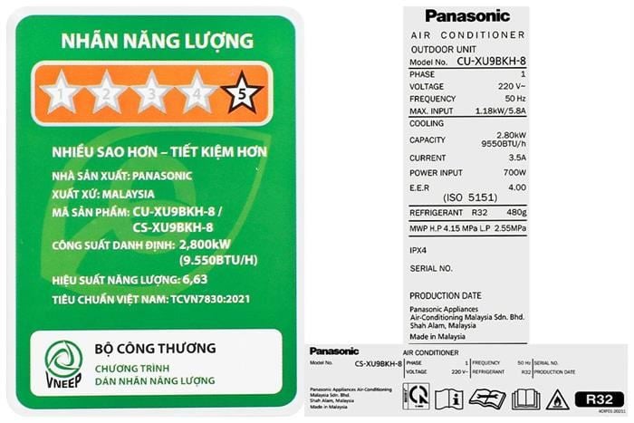 Điều hòa Panasonic Inverter 9550 BTU CU/CS-XU9BKH-8
