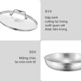 Chảo Inox Chống Dính Tự Nhiên Olivo Steve X - Đáy 4 lớp, Đường Kính 24cm – Nấu Được Trên Mọi Loại Bếp
