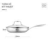 Chảo Inox Chống Dính Tự Nhiên Olivo Steve X - Đáy 4 lớp, Đường Kính 24cm – Nấu Được Trên Mọi Loại Bếp