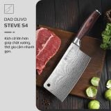 Bộ Dao 4 Món OLIVO STEVE - Vật Liệu Cao Cấp - Chuôi Gỗ Hồng - Thiết Kế Công Thái Học - Lưỡi Dao Sắc Bén