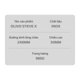 Chảo Inox Chống Dính Tự Nhiên Olivo Steve X - Đáy 4 lớp, Đường Kính 24cm – Nấu Được Trên Mọi Loại Bếp